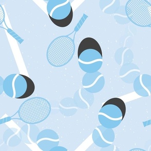 Tennis Match - No Net Background - Blue - Sports - Rackets - Racquets - Sky Blue - Monochromatic - Kids - Tennis Court - Tennis Match - Game
