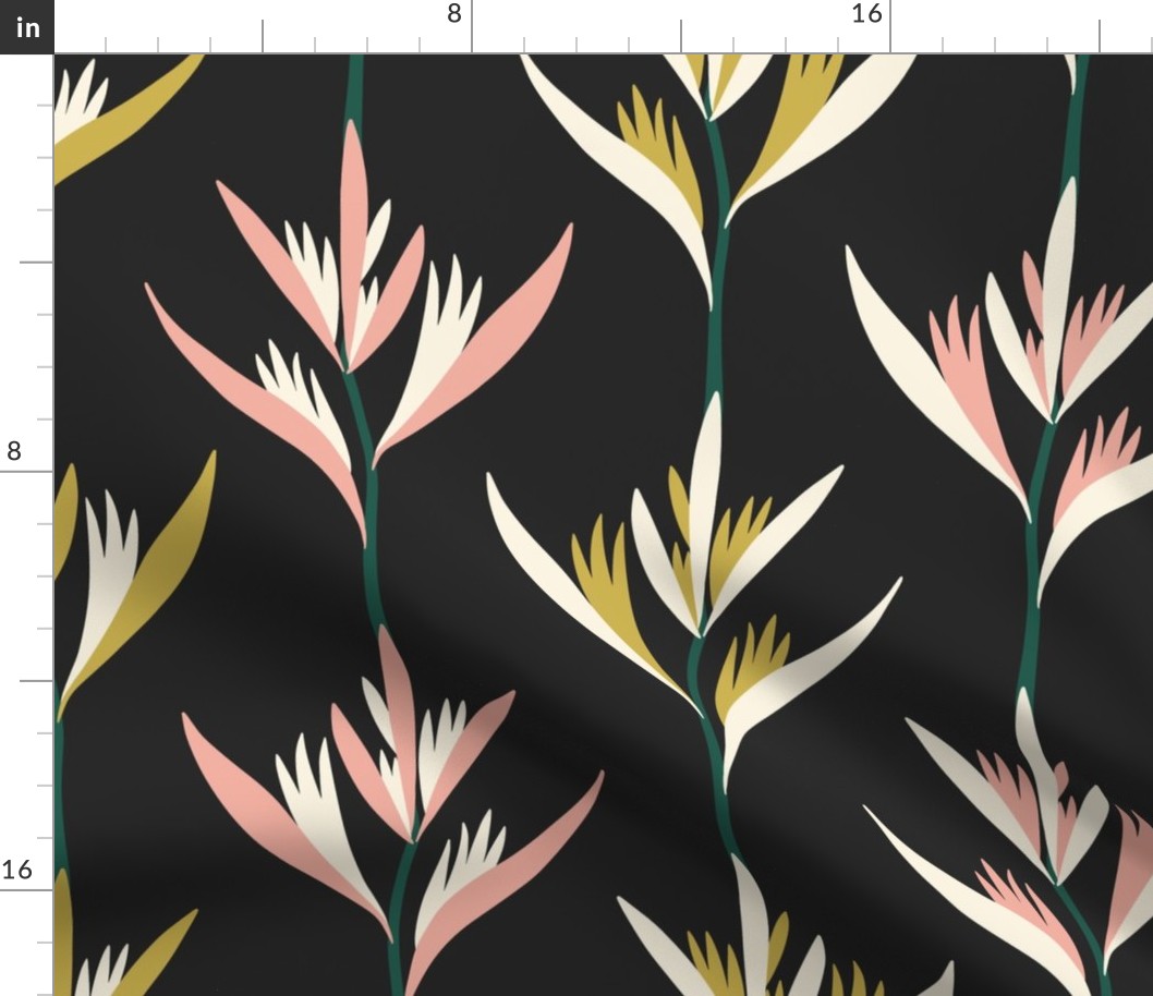 Parrot Heliconia Flowers (XL), charcoal black