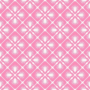Tropical Pink Tile Geometric in Bright Candy Pink and Soft White - Medium - Pink Tropical, Tropical Tile, Tropical Vibes