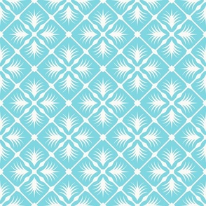 Tropical Turquoise Tile Geometric in Turquoise Aquamarine and Soft White - Medium - Turquoise Tropical, Tropical Tile, Tropical Vibes