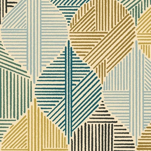 (L) Geometric, Lines, Neutral Line Drops / Earth Colors / Large Scale or Wallpaper