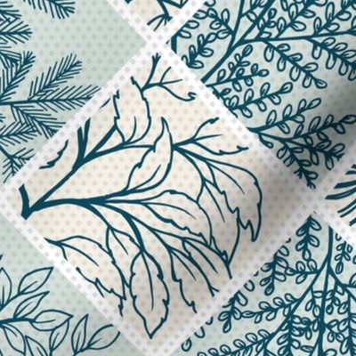 Hand Drawn Forest Branches in Deep Teal