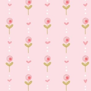 Poppy Fields - Pink Poppies - Poppies and Hearts - Marshmallow Pink - Medium
