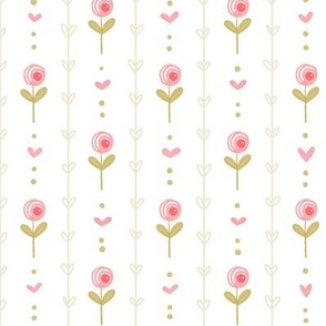 Poppy Fields - Pink Poppies - My Heart on the line - Creamy White - Medium