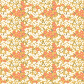[S] Hand-painted Ditsy Wildflowers Sweet Meadow - gold yellow orange #P240073