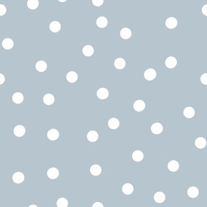 Light Blue Grey and White Polka Dot