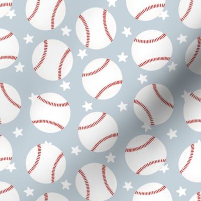 Baseballs and Stars on Blue - LARGE