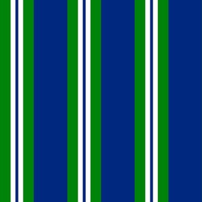 Large Vertical Bar Harbor Schooner Stripe in Blue and Green