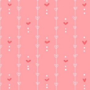 Poppy Fields -My Heart on the Line - Marshmallow Pink with Passion Pink Hearts - Medium