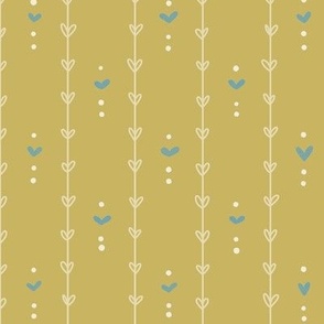 Poppy Fields -My Heart on the Line- Sage Green with Blue Hearts - Medium