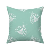 Lady Bug Beetle Insect - Duotone - Insects Animal - Teal and white 