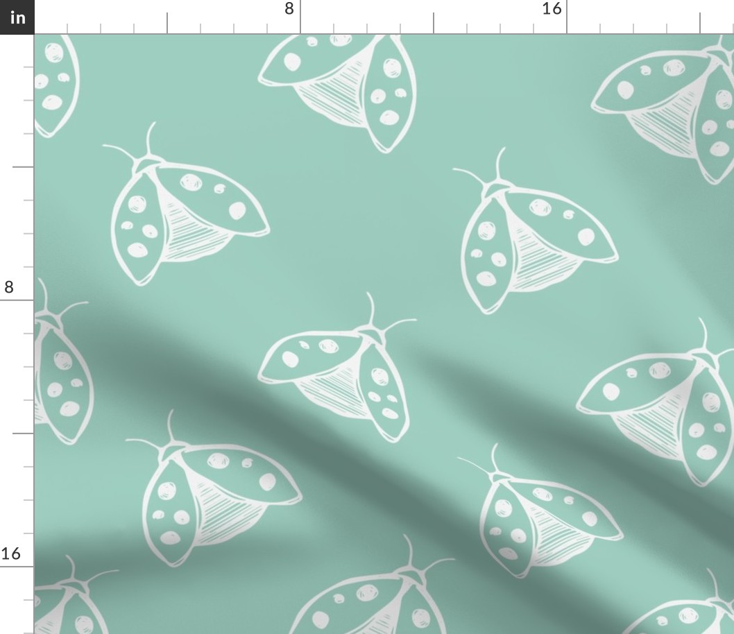 Lady Bug Beetle Insect - Duotone - Insects Animal - Teal and white 