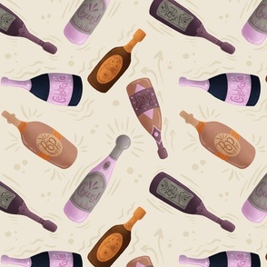 Sparkling Celebration: colorful champagne bottles on beige L