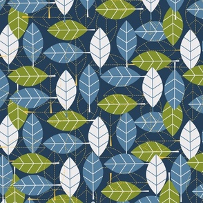 Scandinavian leaves blue and green