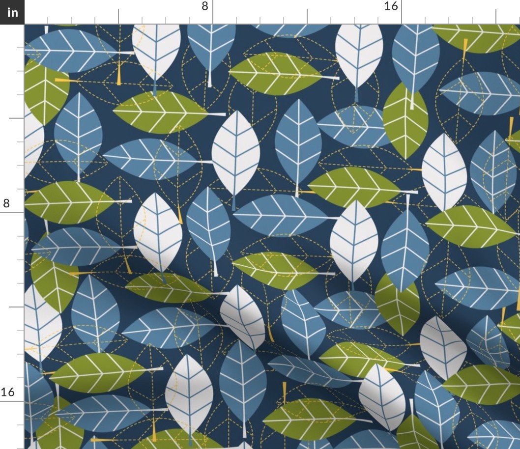Scandinavian leaves blue and green