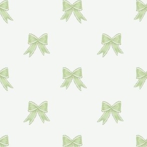 Small Benjamin Moore Woodlands Hills Green and Veranda View Ribbon Bows on Super White Background