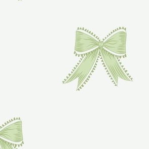 Large  Benjamin Moore Woodlands Hills Green and Veranda View Ribbon Bows on Super White Background