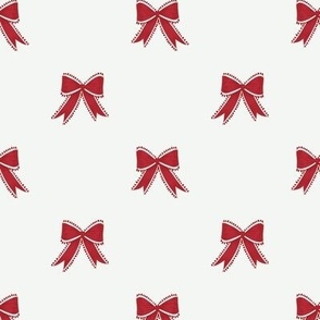 Small Benjamin Moore Exotic Red and Heritage Red Ribbon Bows on Super White Background