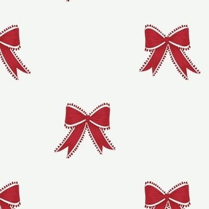 Medium Benjamin Moore Exotic Red and Heritage Red Ribbon Bows on Super White Background