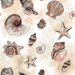 Watercolor seashells
