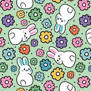 Bigger Scale Bunny Butts and Colorful Spring Flowers
