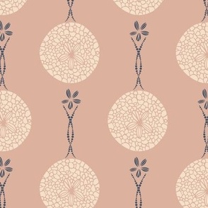 Seashell medallions - sand dollars  in beige and blue on desert sand brown background 