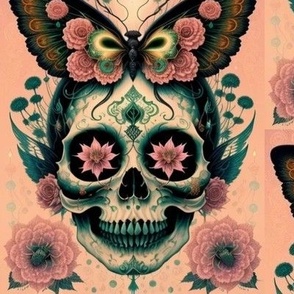 Butterfly Skull & Roses Tiles