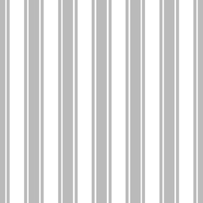 Bigger French Ticking Vertical Stripes in Cloud Grey