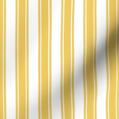 Smaller French Ticking Vertical Stripes in Daisy Yellow