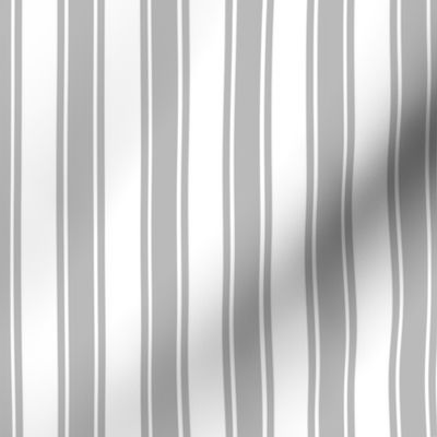 Smaller French Ticking Vertical Stripes in Cloud Grey