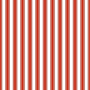 Smaller French Ticking Vertical Stripes in Rustic Red