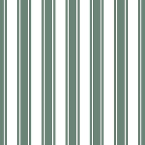 Bigger French Ticking Vertical Stripes in Soft Pine Green