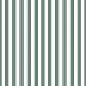 Smaller French Ticking Vertical Stripes in Soft Pine Green