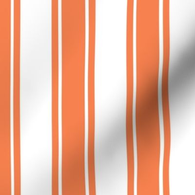 Bigger French Ticking Vertical Stripes in Orange Spice