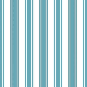 Bigger French Ticking Vertical Stripes in Boho Blue