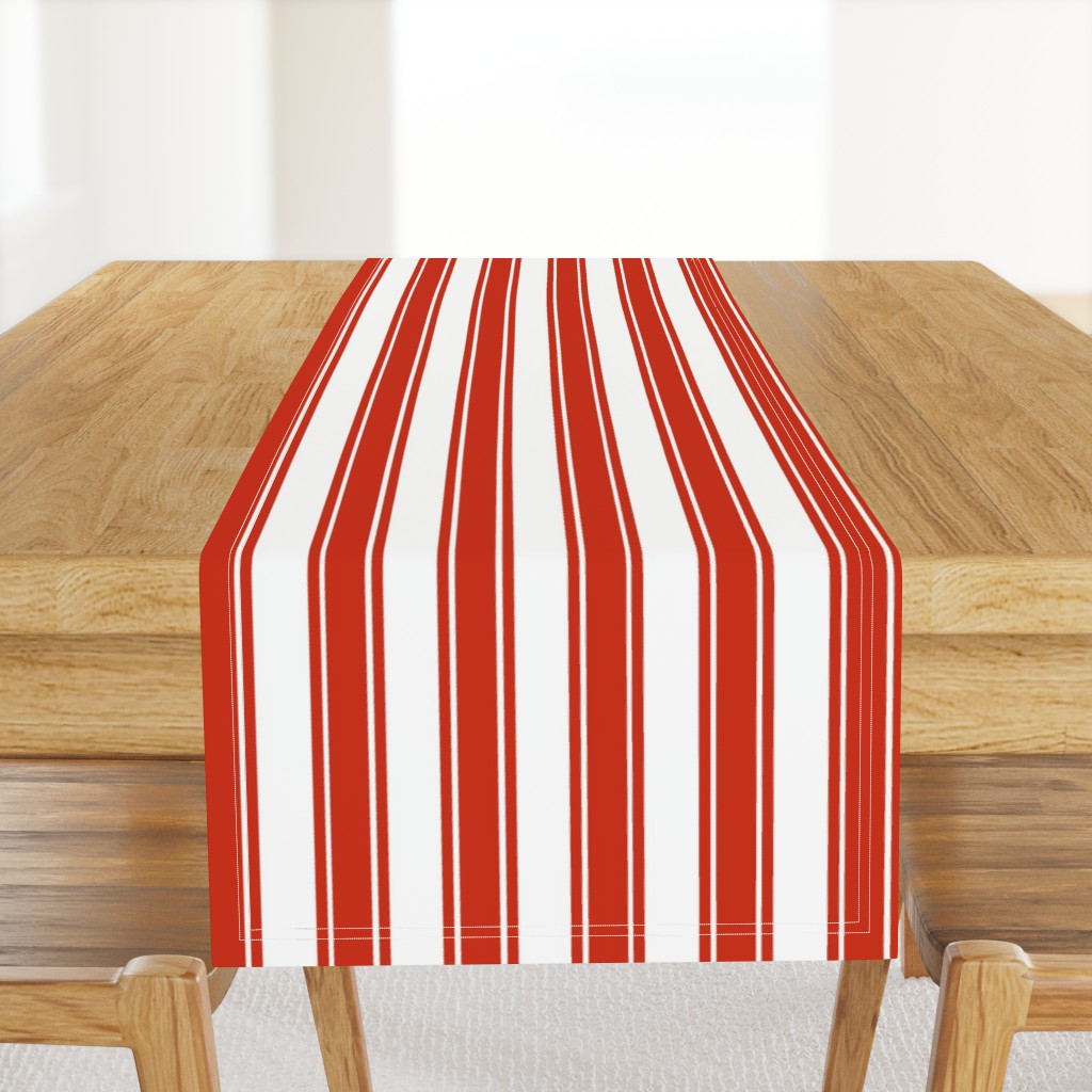 Bigger French Ticking Vertical Stripes in Rustic Red