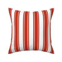 Bigger French Ticking Vertical Stripes in Rustic Red