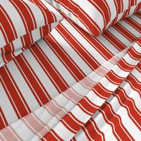 Bigger French Ticking Vertical Stripes in Rustic Red