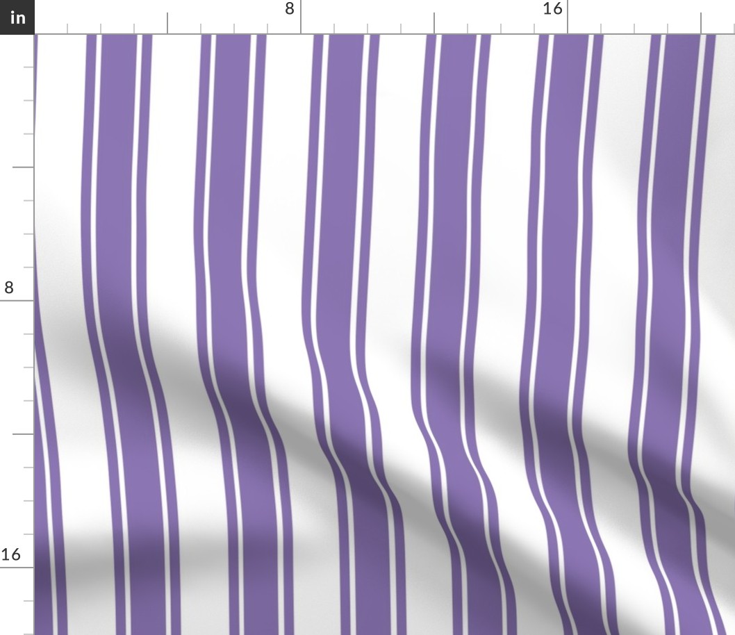 Bigger French Ticking Vertical Stripes in Violet