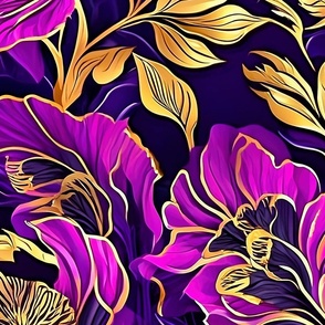 large scale purple and gold flowers