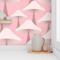 (L) Minimal Abstract Retro Mushrooms fleet in Pastel Pink 5. #retromushrooms #abstractfungi  #pastelpink  #70s #minimalmushrooms #minimalabstract #spoonflowercollection #midcentury #magicalmushrooms