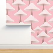 (L) Minimal Abstract Retro Mushrooms fleet in Pastel Pink 5. #retromushrooms #abstractfungi  #pastelpink  #70s #minimalmushrooms #minimalabstract #spoonflowercollection #midcentury #magicalmushrooms