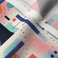 A Bold and Colorful Geometric Bauhaus Inspired Abstract Pattern Teal