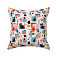 A Bold and Colorful Geometric Bauhaus Inspired Abstract Pattern Teal