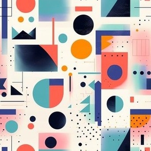 A Bold and Colorful Geometric Bauhaus Inspired Abstract Pattern Teal