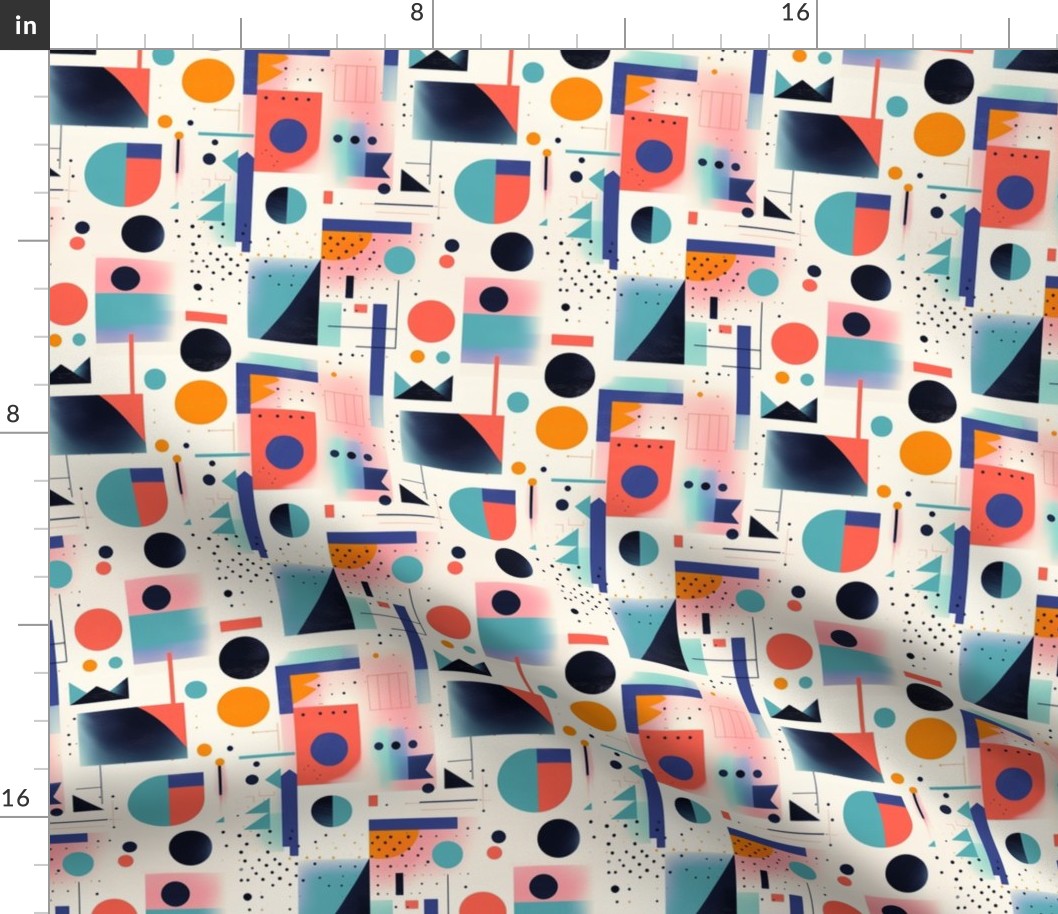 A Bold and Colorful Geometric Bauhaus Inspired Abstract Pattern Teal