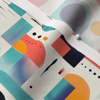 A Bold and Colorful Geometric Bauhaus Inspired Abstract Pattern Peach and Pink