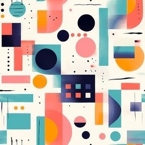 A Bold and Colorful Geometric Bauhaus Inspired Abstract Pattern Peach and Pink