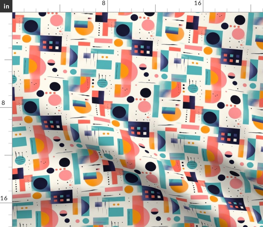 A Bold and Colorful Geometric Bauhaus Inspired Abstract Pattern Peach and Pink