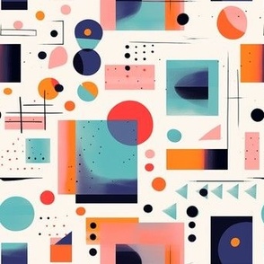 A Bold and Colorful Geometric Bauhaus Inspired Abstract Pattern Peach